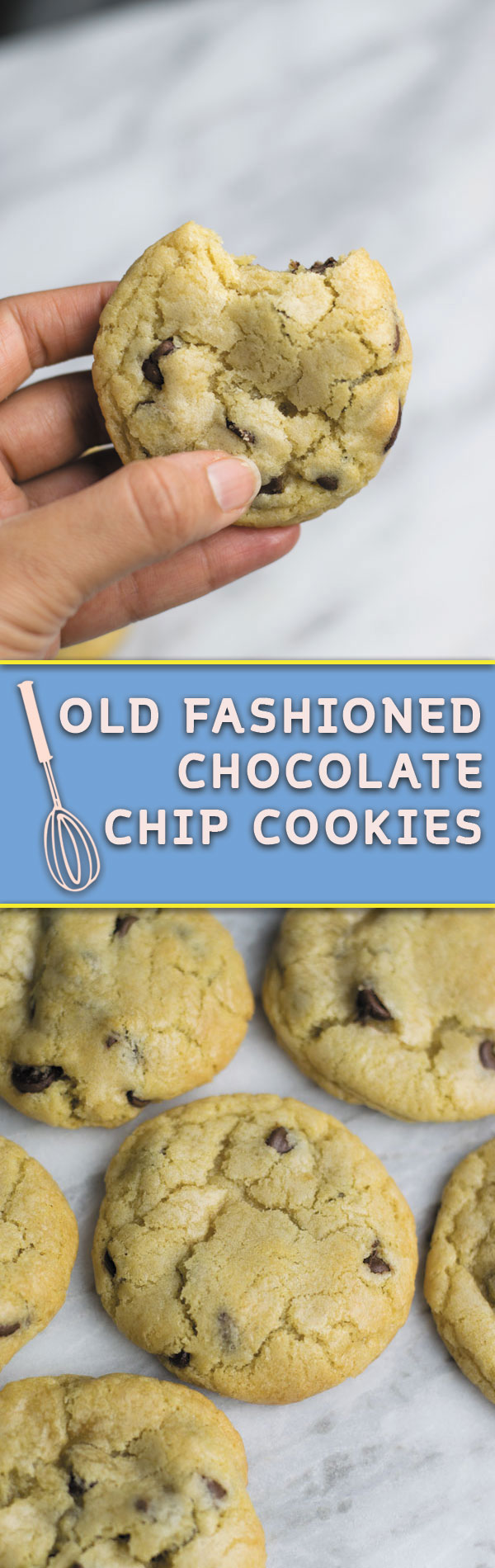 Old Fashioned Chocolate Chip Cookies - no fancy ingredient list, just few simple steps, the BEST softest thick & CHEWY cookies in town!