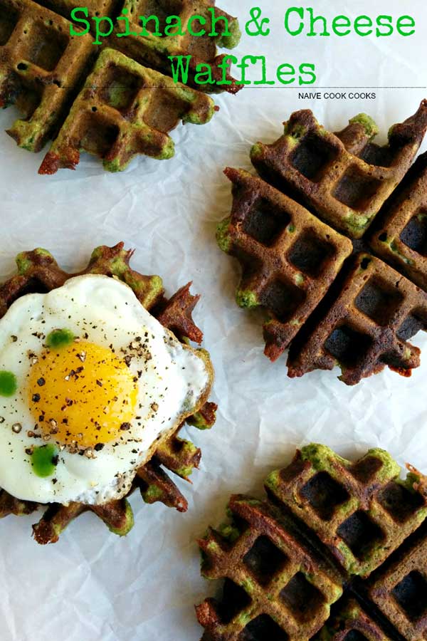 Cooked Multigrain Spinach and Cheese Waffles