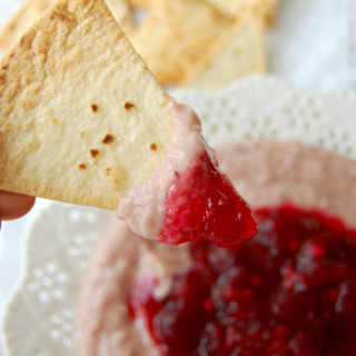 White Beans and Cranberry Chutney Dip with Homemade Tortilla Chips