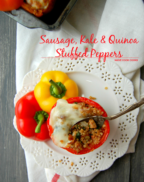 Sausage, Kale and Quinoa Stuffed Peppers
