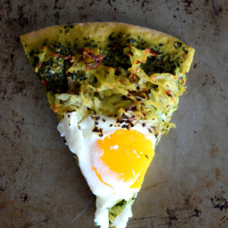 Hashbrown Breakfast Pizza with Kale Pesto