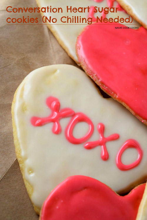 Conversation Heart Shaped Sugar Cookies