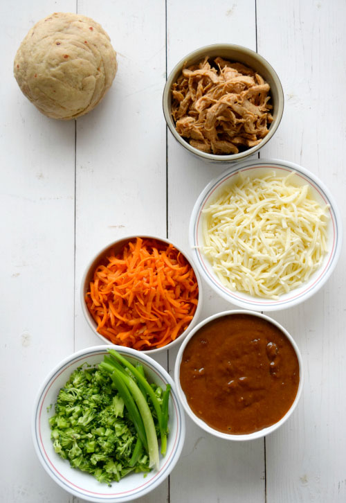 Ingredients for CPK Inspired Thai Chicken Pizza