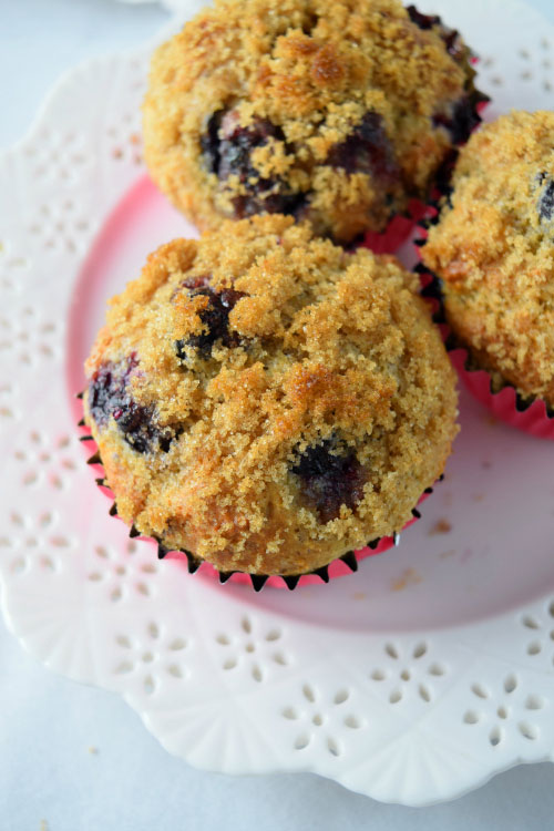 Skinny Whole Wheat Blueberry Muffins Ready to Serve