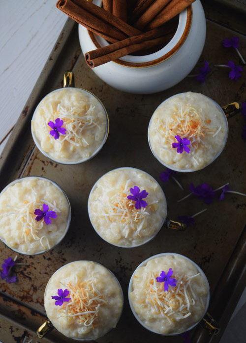 Tray of Coconut Tres Leches Rice Pudding