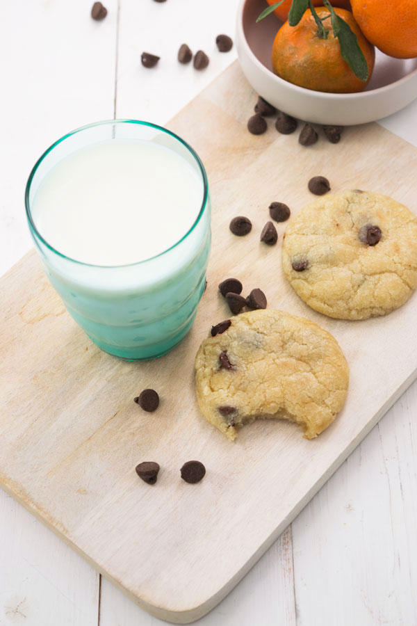 milk and chocolate chip cookies