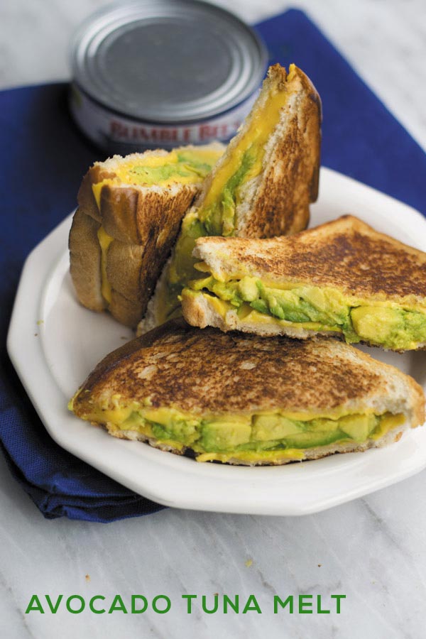 Avocado Tuna Melt - creamy avocado pesto with tuna makes for a quick grilled cheese that's not just delicious but healthier too!