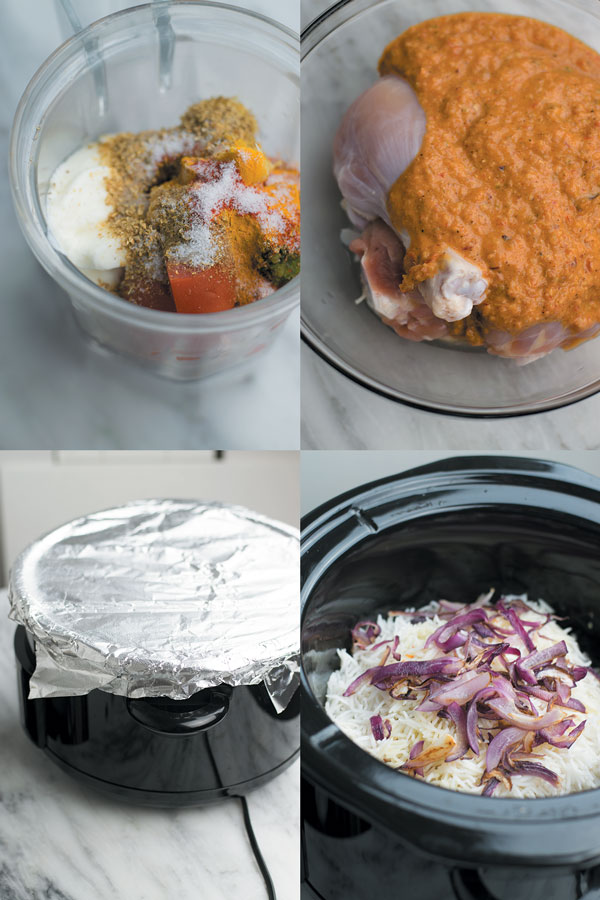 slow cooker chicken biryani - A simple NO-FUSS Indian chicken & rice recipe, big on flavors and made in a slow cooker! Just 30 minsutes prep work and enjoy a simple fuss free delicious meal!