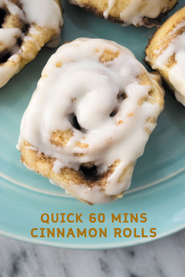 Quick 60 mins Cinnamon Rolls - Now you can have bakery style cinnamon rolls at home in no time! Just 60 mins is all you need to make from scratch cinnamon rolls! Perfect breakfast treat!