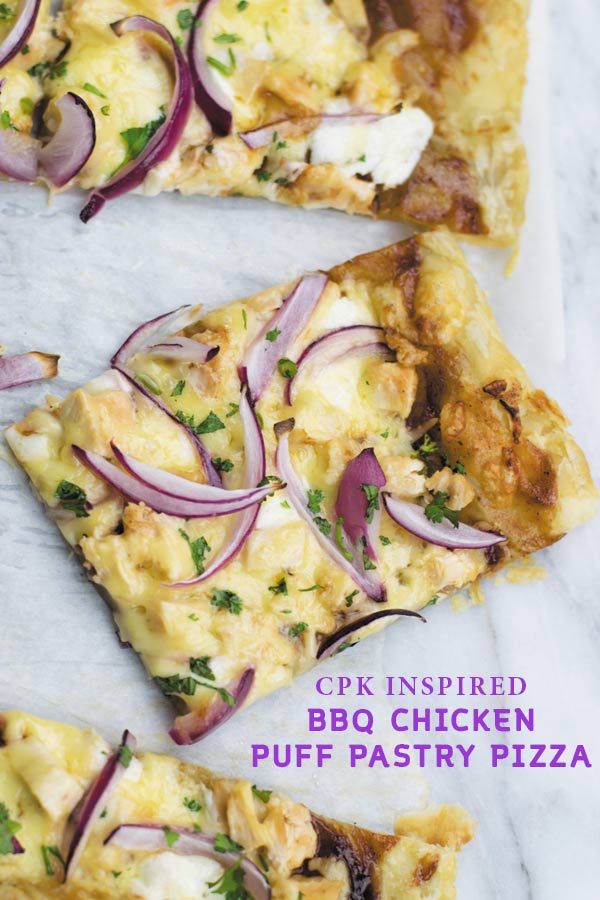 cpk inspired bbq chicken puff pastry pizza - Easy 30 MINS CPK copycat pizza. Use either puff pastry or homemade pizza crust. It tastes even better than CPK version :)