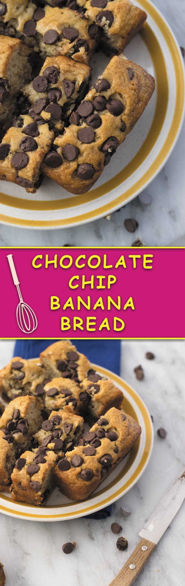 Chocolate Chip Banana Bread - delicious VEGAN chocolate chip banana bread made with simple ingredients, so soft & a perfect healthy treat anytime of the day!