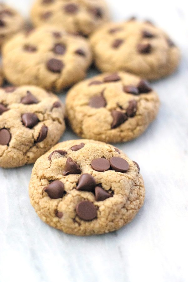 best chewy healthy chocolate chip cookies - THESE cookies have half the fat or regular chocolate chip cookies BUT SAME GREAT SOFT & CHEWY taste! Whole wheat flour and oats make it extra good!