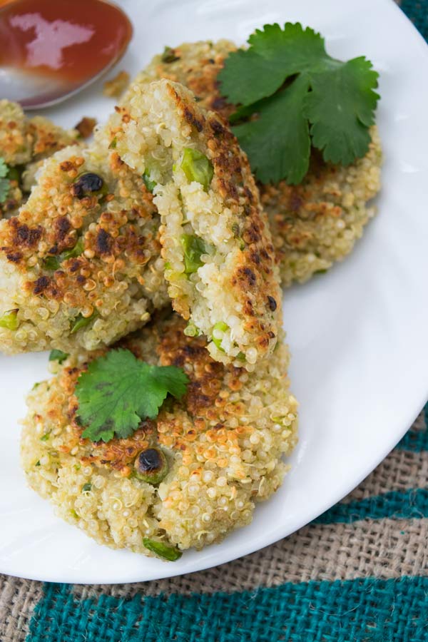 piece from spiced quinoa patties