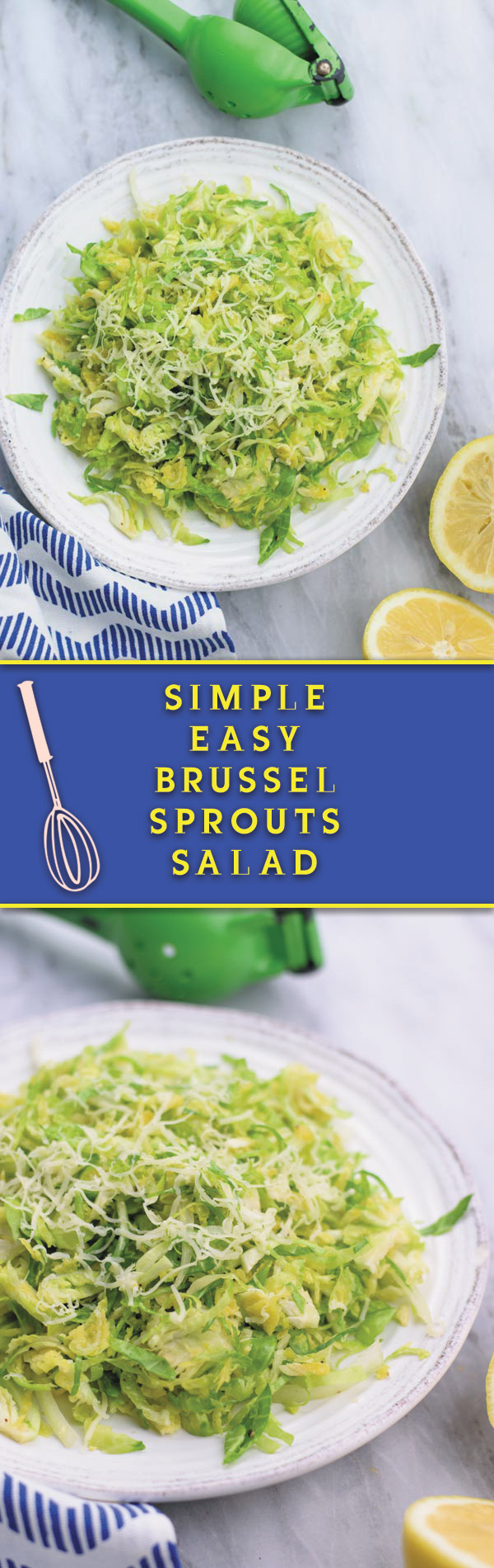 simple easy brussel sprouts salad - a REALLY simple yet ADDICTING crunchy brussel sprouts salad with tangy lemon juice vinaigrette and gruyere!