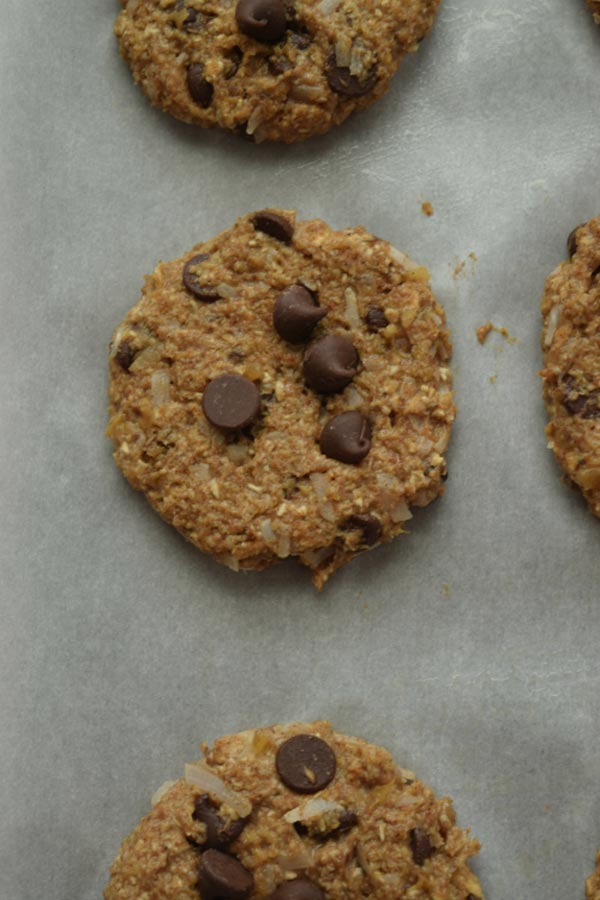 Chocolate Chip Oat Banana Cookies in a Tray