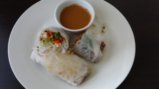 Vegetarian Vietnamese Spring Rolls with Peanut Sauce