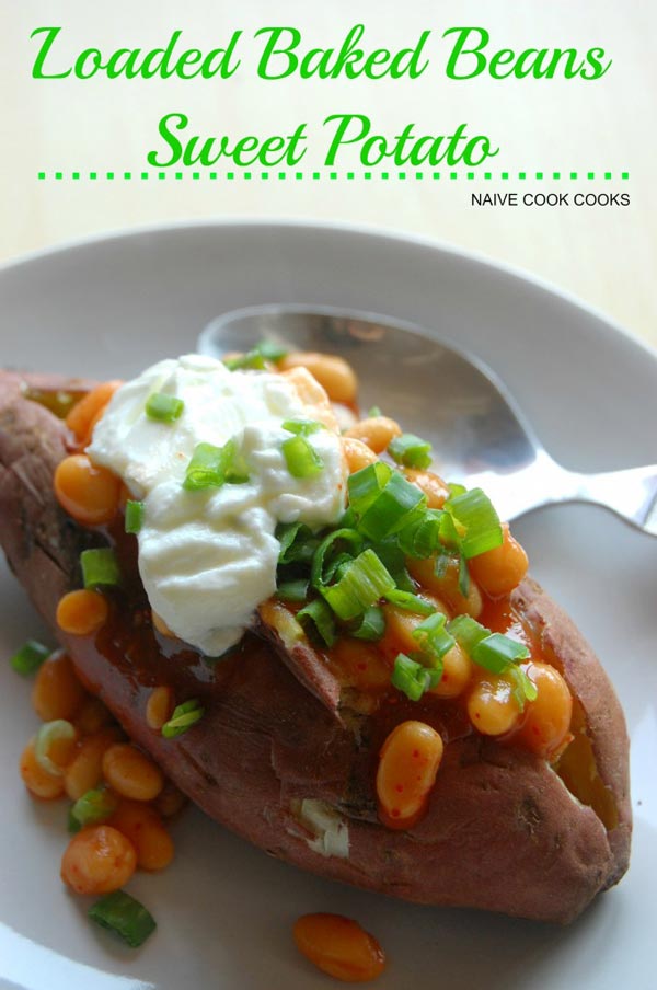 Loaded Baked Sweet Potato with Baked Beans