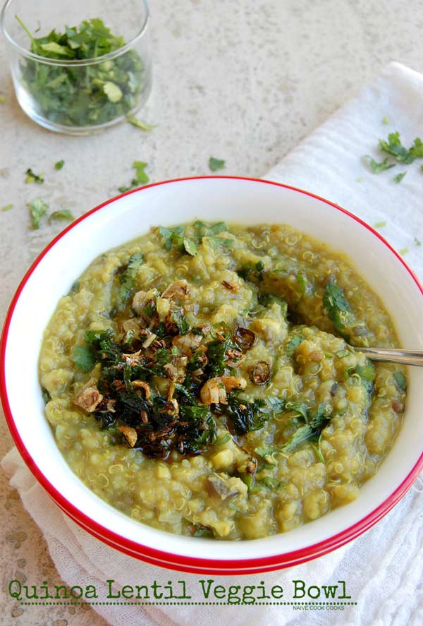 quinoa lentil veggie bowl