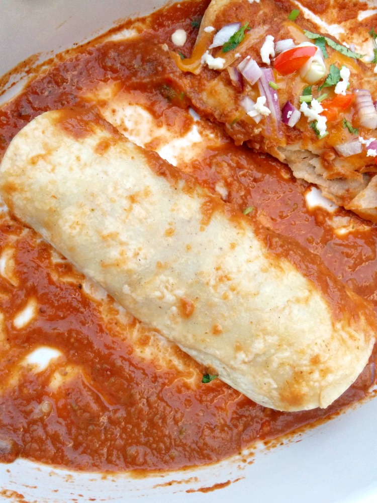 Black Bean Enchiladas Ready for Red Enchilada Sauce