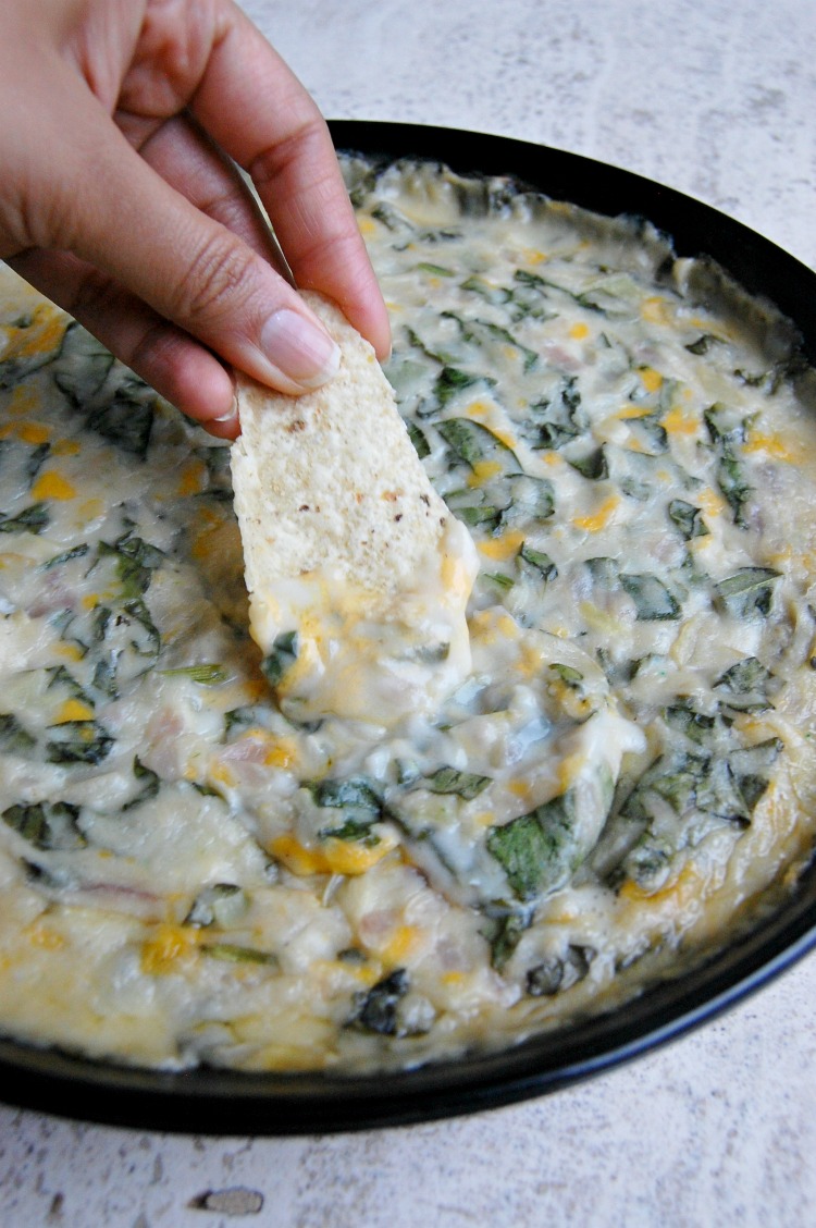 Low Fat Spinach Dip ready to be served