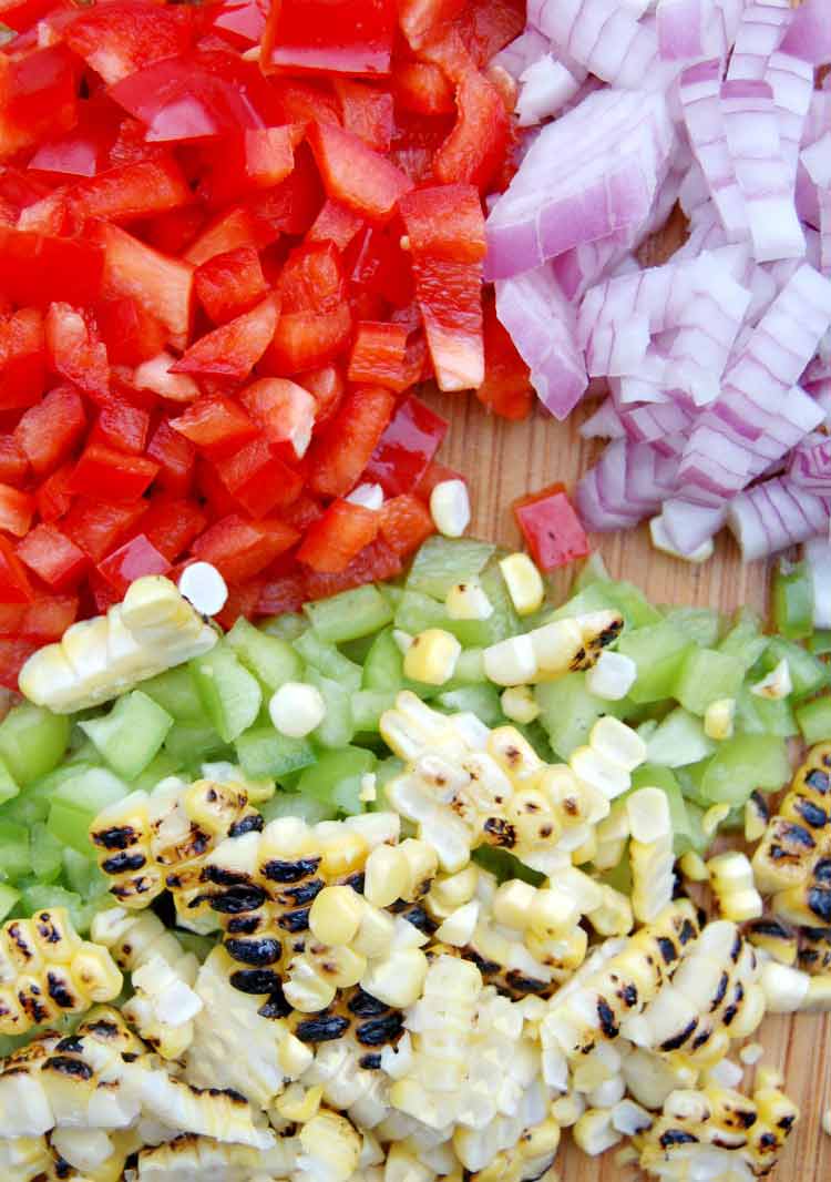 Chopped Veggies for Crepe Enchiladas