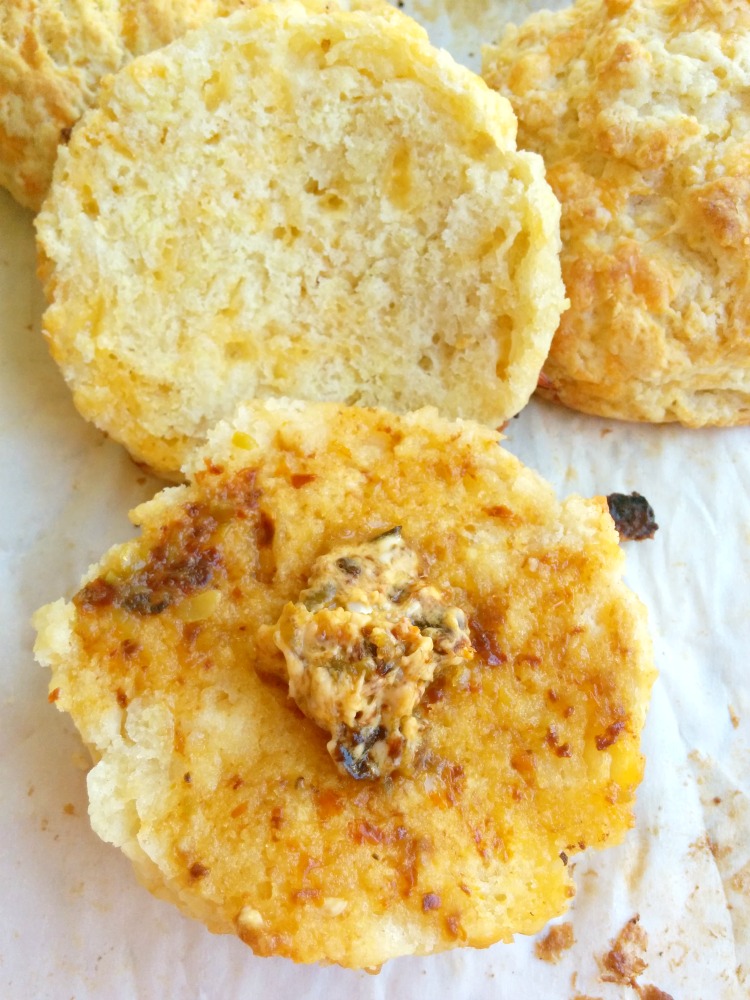 Cheddar Biscuits with Jalapeno Tomato Butter
