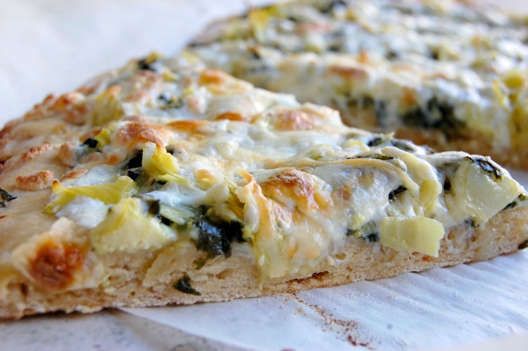 Cheesy Spinach Artichoke Pizza Slice