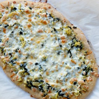 Easy Cheesy Spinach Artichoke Pizza