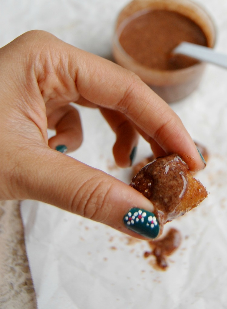 Churro Bites with Grapefruit Chocolate Dipping Sauce