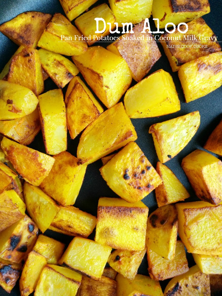 Dum Aloo - Fried Potatoes in Coconut Gravy