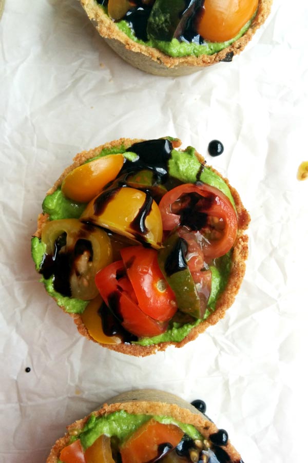 Balsamic Glaze on Quinoa Heirloom Tomato Tart