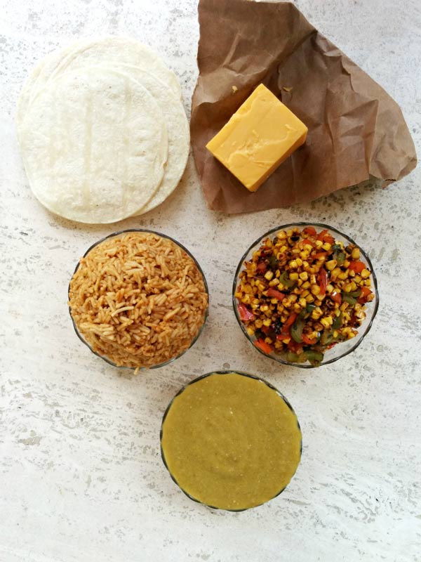 Ingredient Prepped for Green Mexican Lasagna