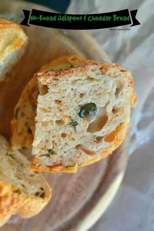 No Knead Jalapeno Cheddar Bread