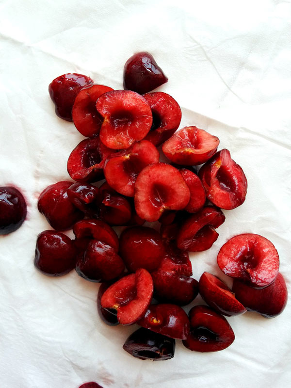 Prepped Cherries for Cherry Scones.
