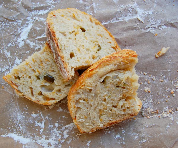 Slices of jalapeno cheddar bread