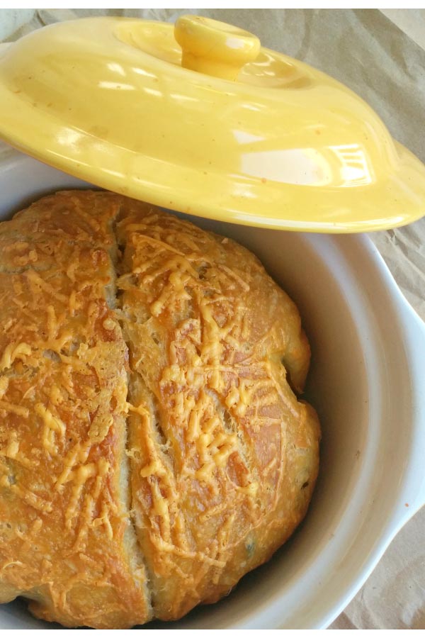 jalapeno cheddar bread ready from pot