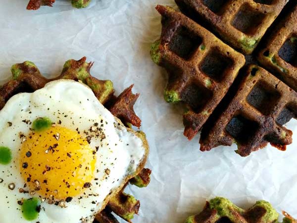 Cooked Multigrain Spinach and Cheese Waffles