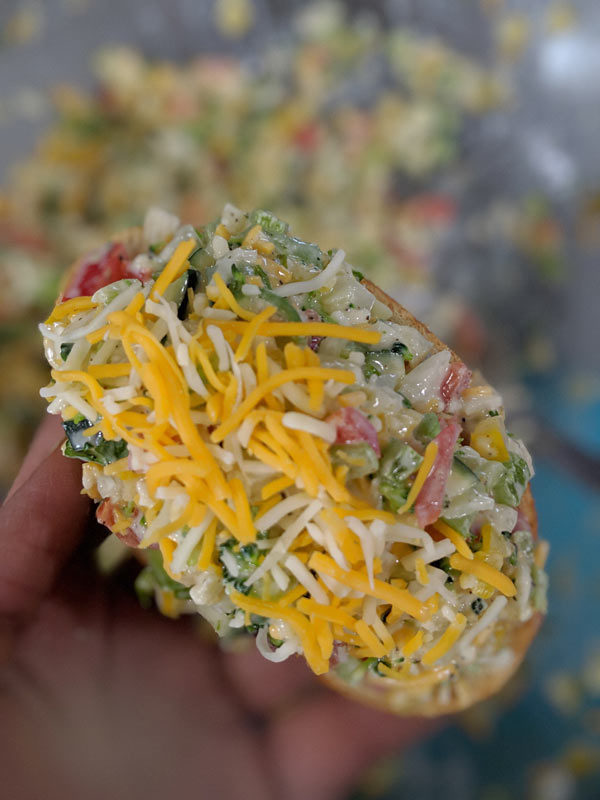 loaded veggie toasts before baking1