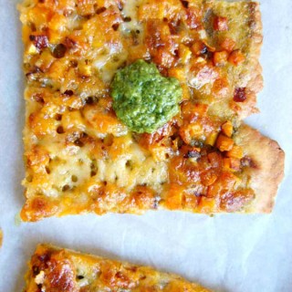 Caramelized Butternut Squash Pizza with BasilPesto