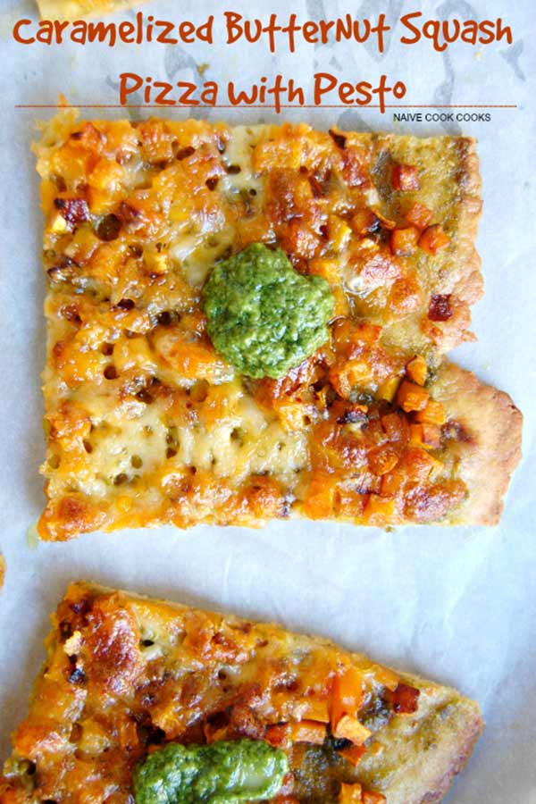 Caramelized Butternut Squash Pizza with BasilPesto