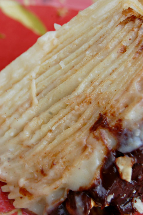 Layers of Chocolate Hazelnut Crepe Cake