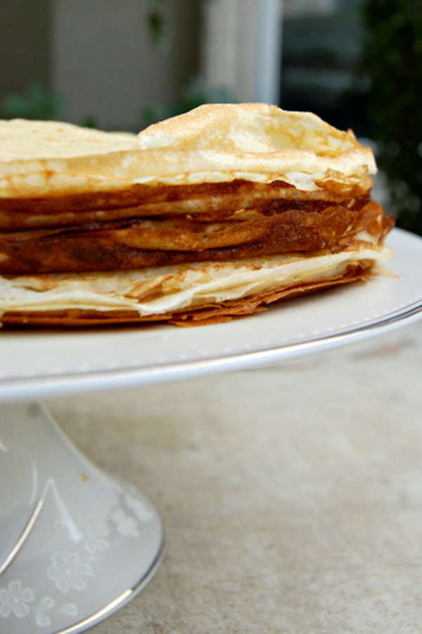Layers of Crepes Ready to Become a Cake
