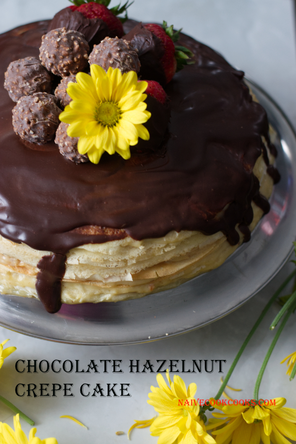 chocolate hazelnut crepe cake layered cake