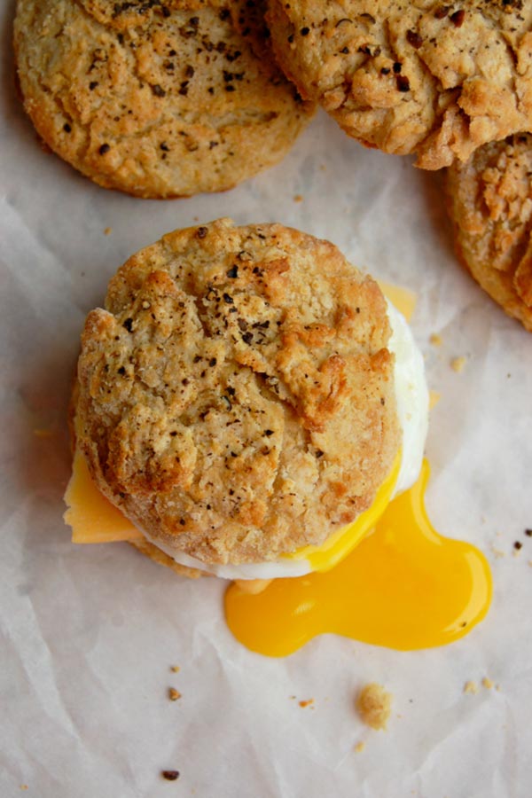 Assembled Egg and Cheese Biscuits With Greens