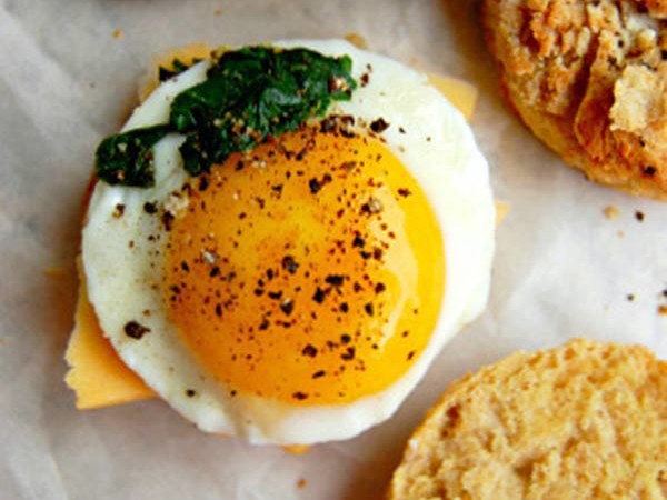 Egg and Cheese Biscuits With Greens