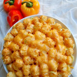 Roasted Veggies Tater Tots Mac and Cheese