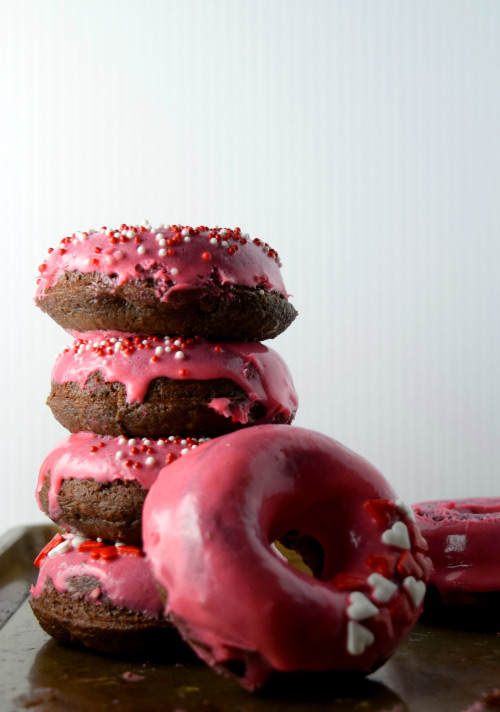 baked Chocolate Doughnut Stacked