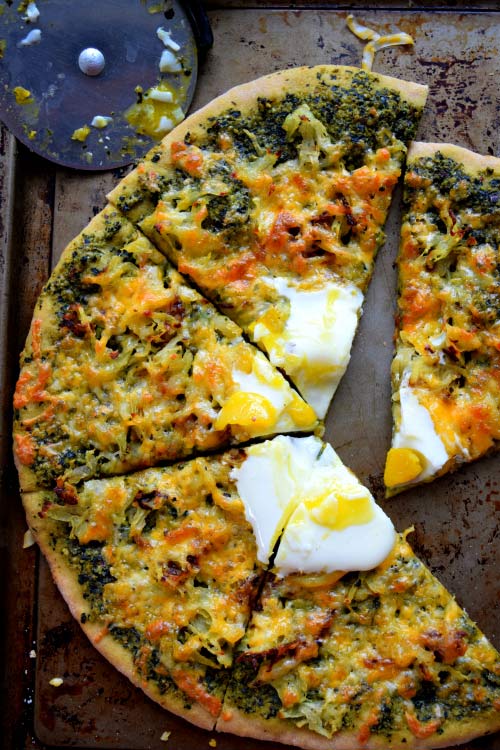 Hashbrown Breakfast Pizza with Kale Pesto Pie