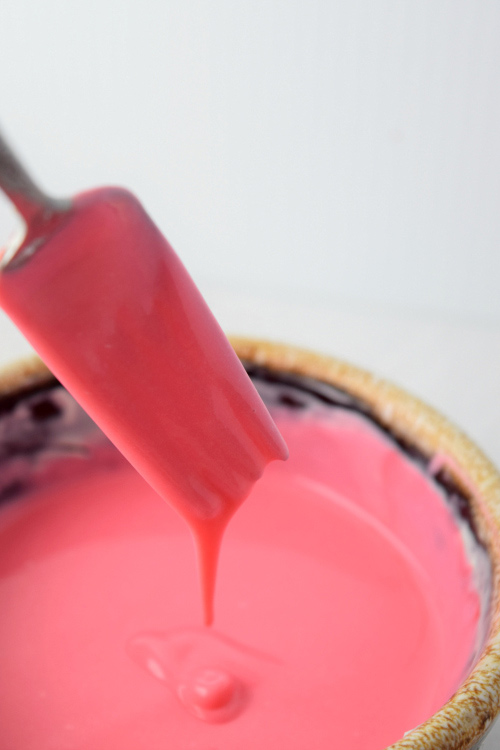 Pink Cream Cheese Icing for Baked Chocolate Fudge Cake Doughnuts