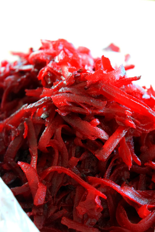 Shredded Beets for Smashed Beet Bean Burger Patty